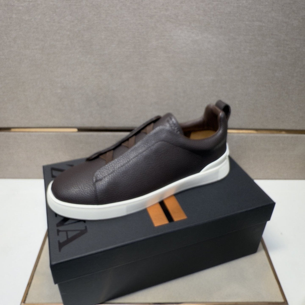 Zegna Navy Slip-On Sneakers — side