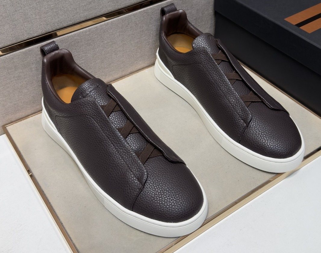 Zegna Navy Slip-On Sneakers — front