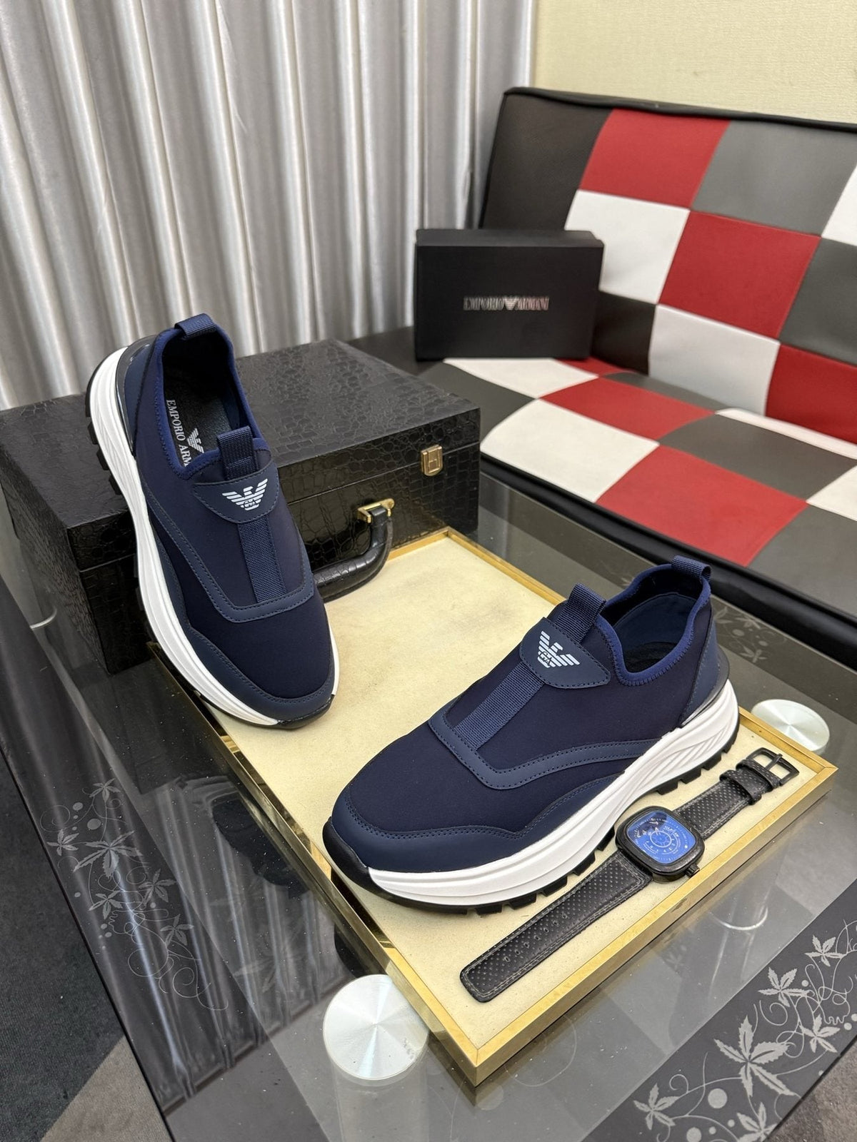 Armani Layered Slip-On Sneakers — model