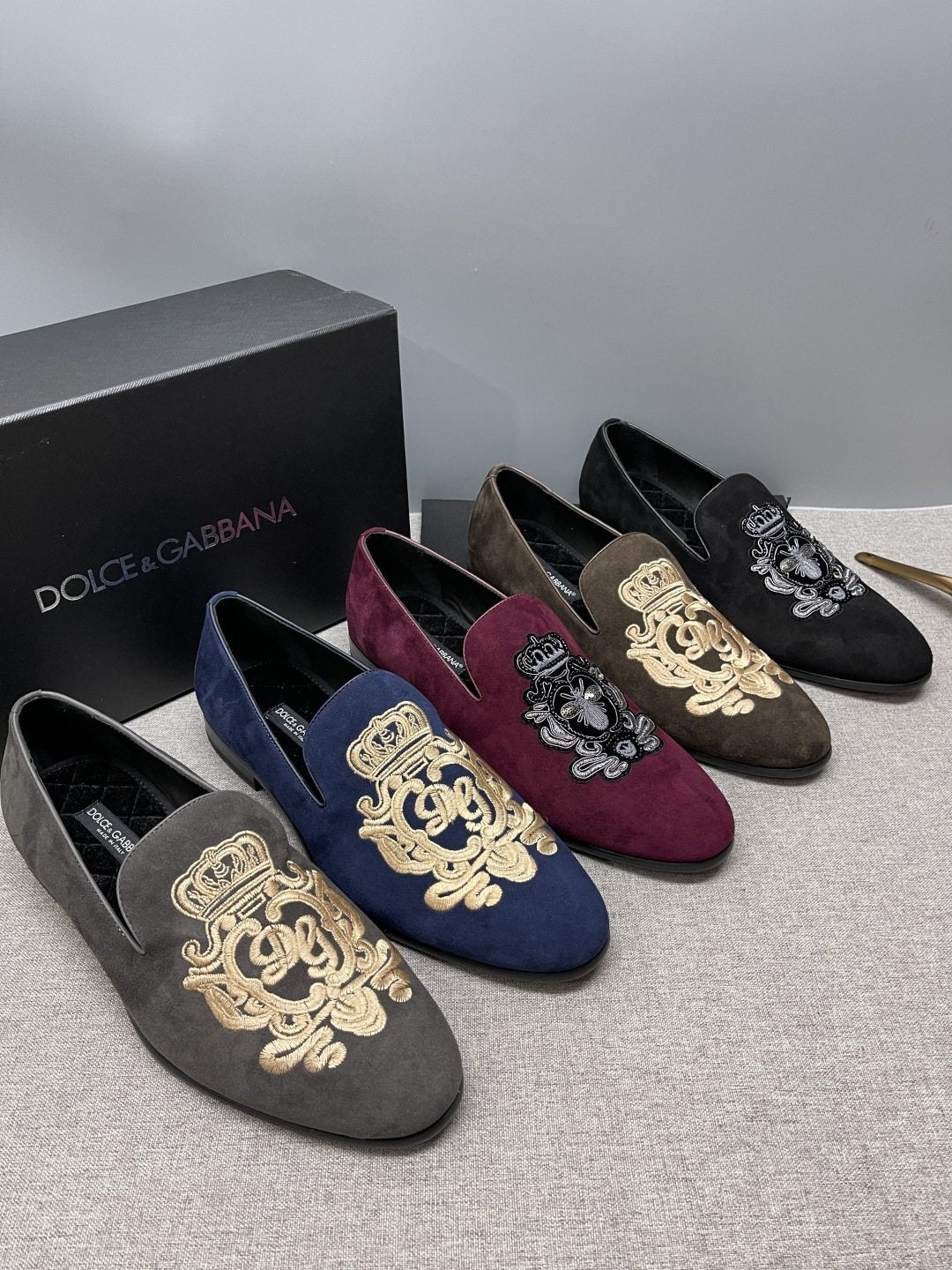 Dolce & Gabbana Crown Embroidered Loafers — front
