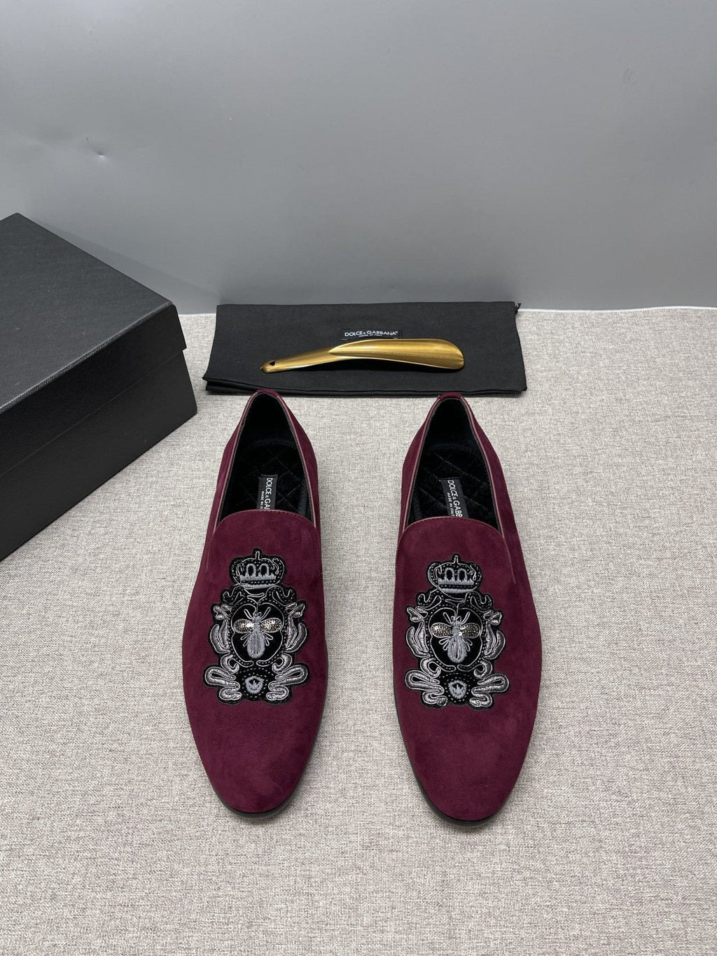 Dolce & Gabbana Crown Embroidered Loafers — front