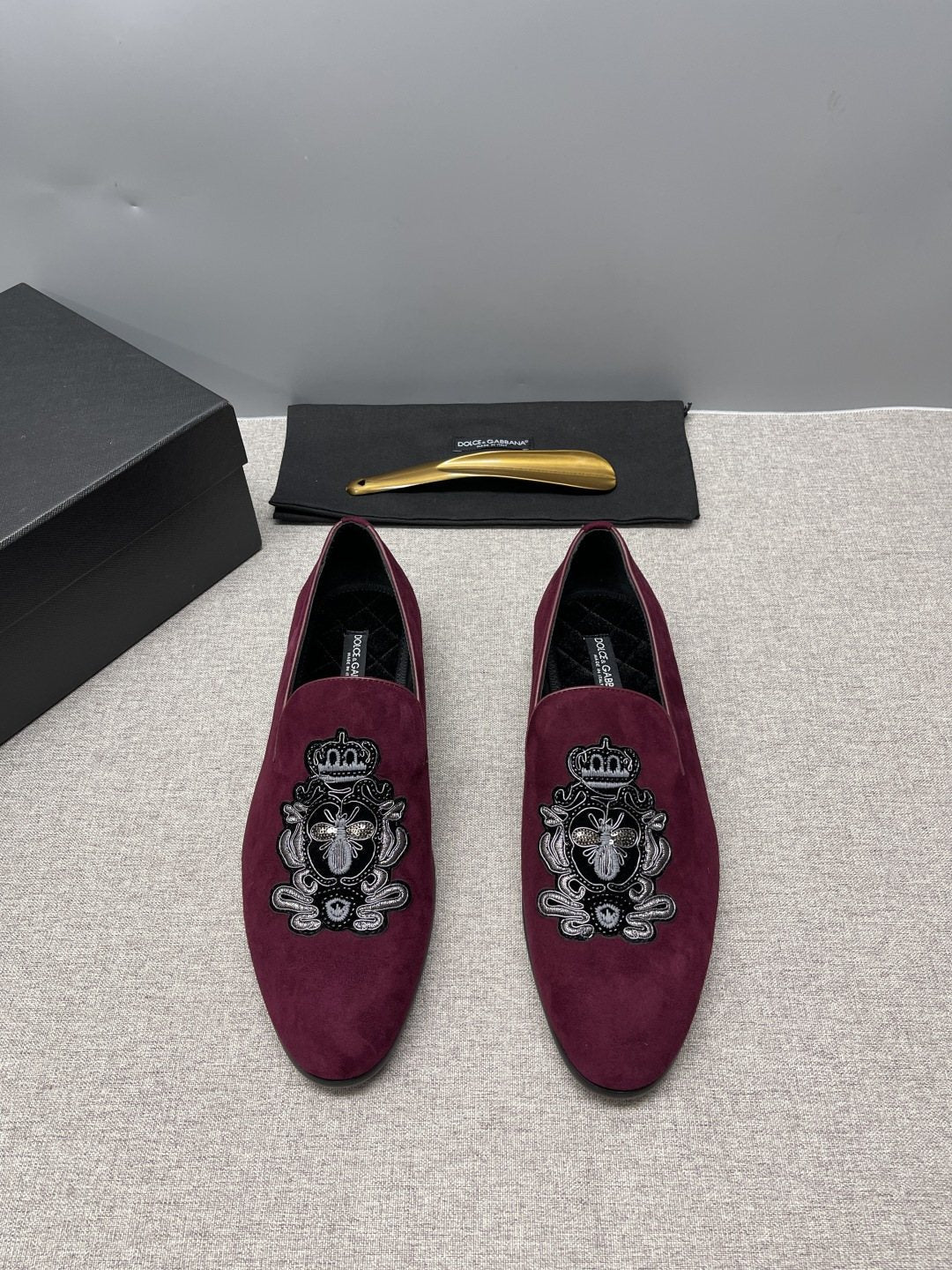 Dolce & Gabbana Crown Embroidered Loafers — front