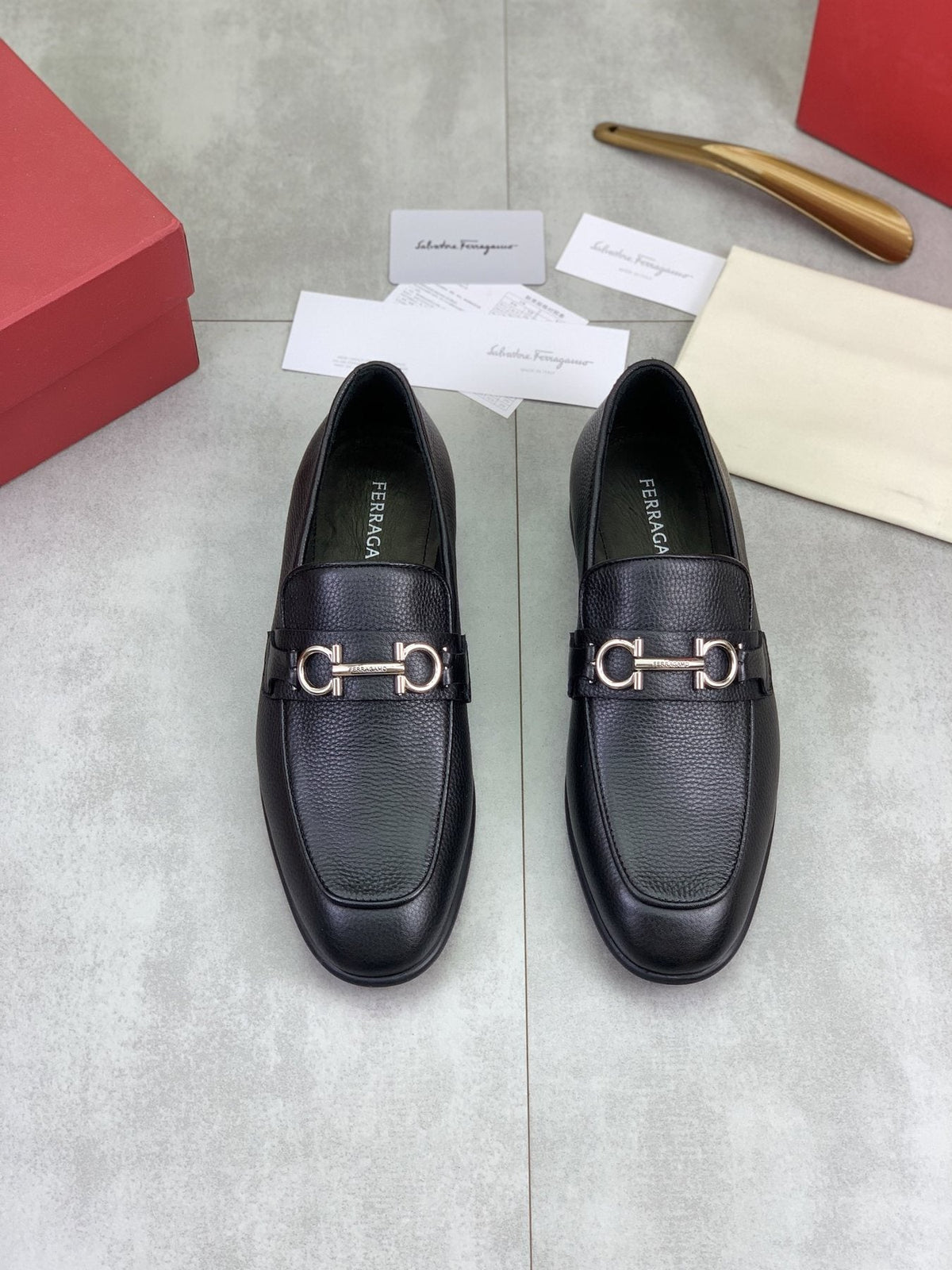 Salvatore Ferragamo Textured Bit Loafers — front