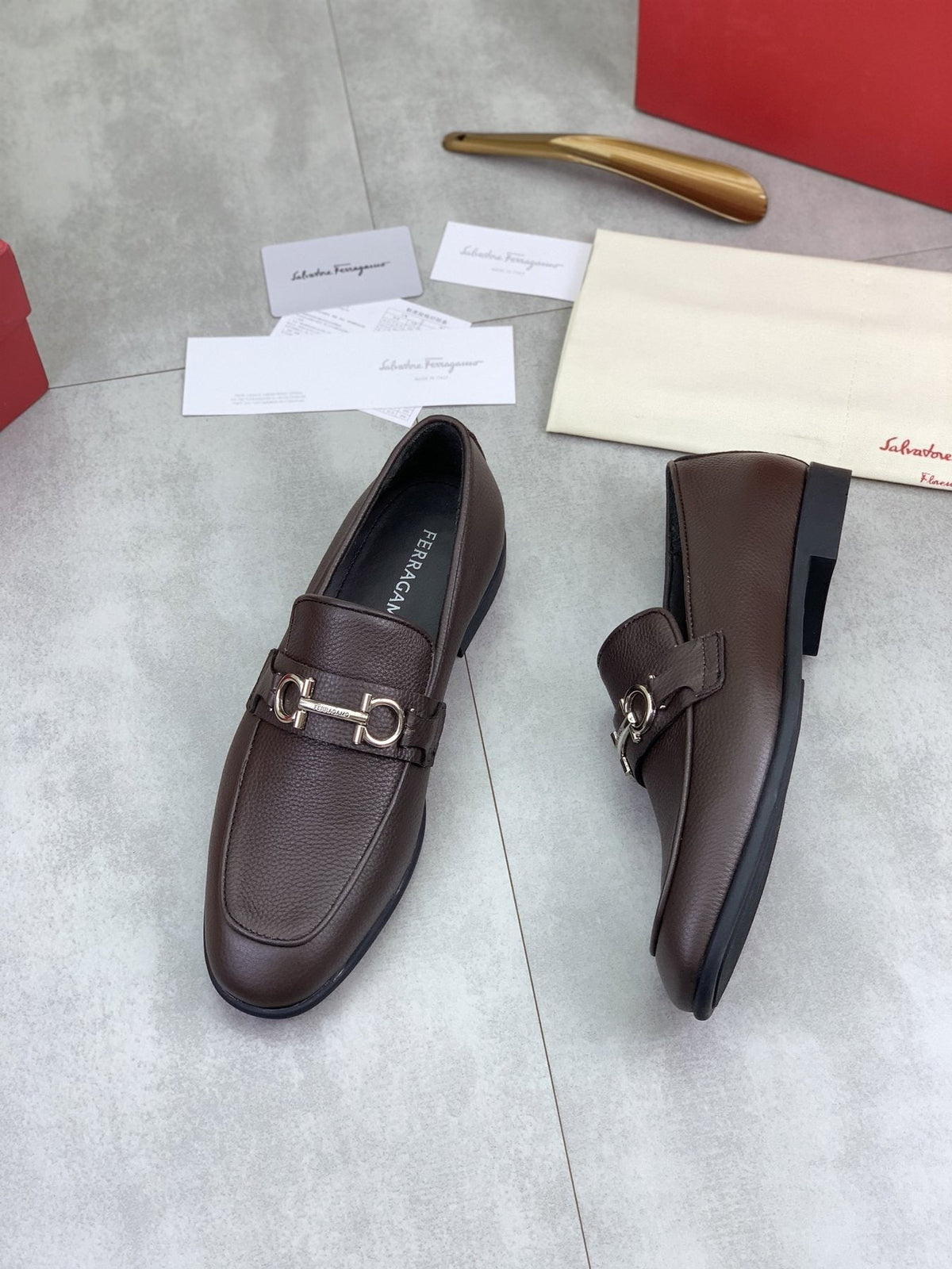 Salvatore Ferragamo Textured Bit Loafers — front