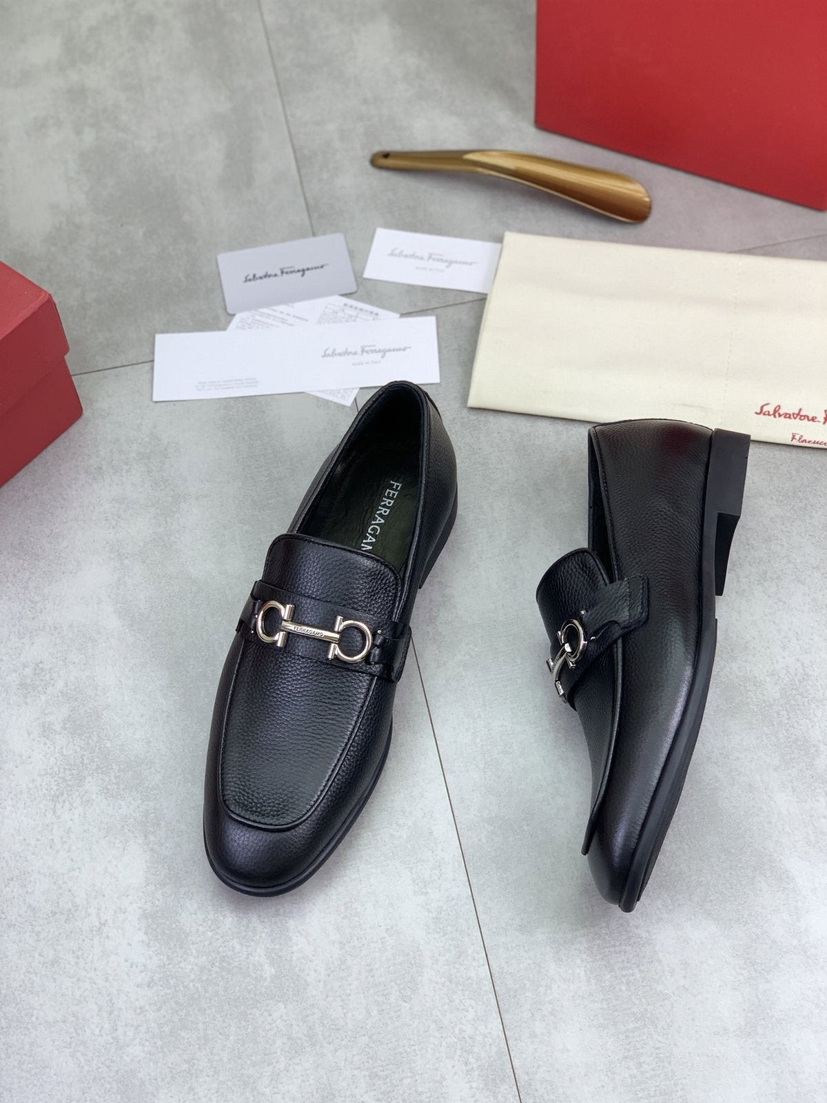 Salvatore Ferragamo Textured Bit Loafers — front