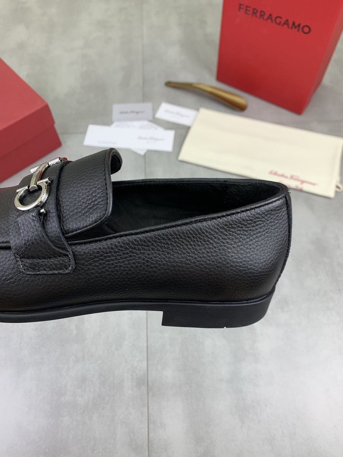 Salvatore Ferragamo Textured Bit Loafers — detail