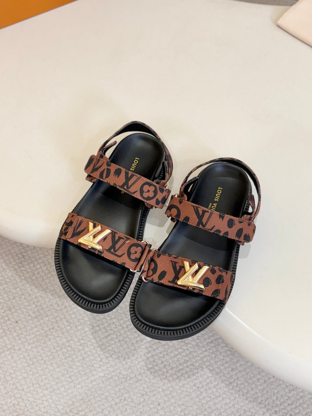 Louis Vuitton Patterned Two-Strap Slide Sandals — hero