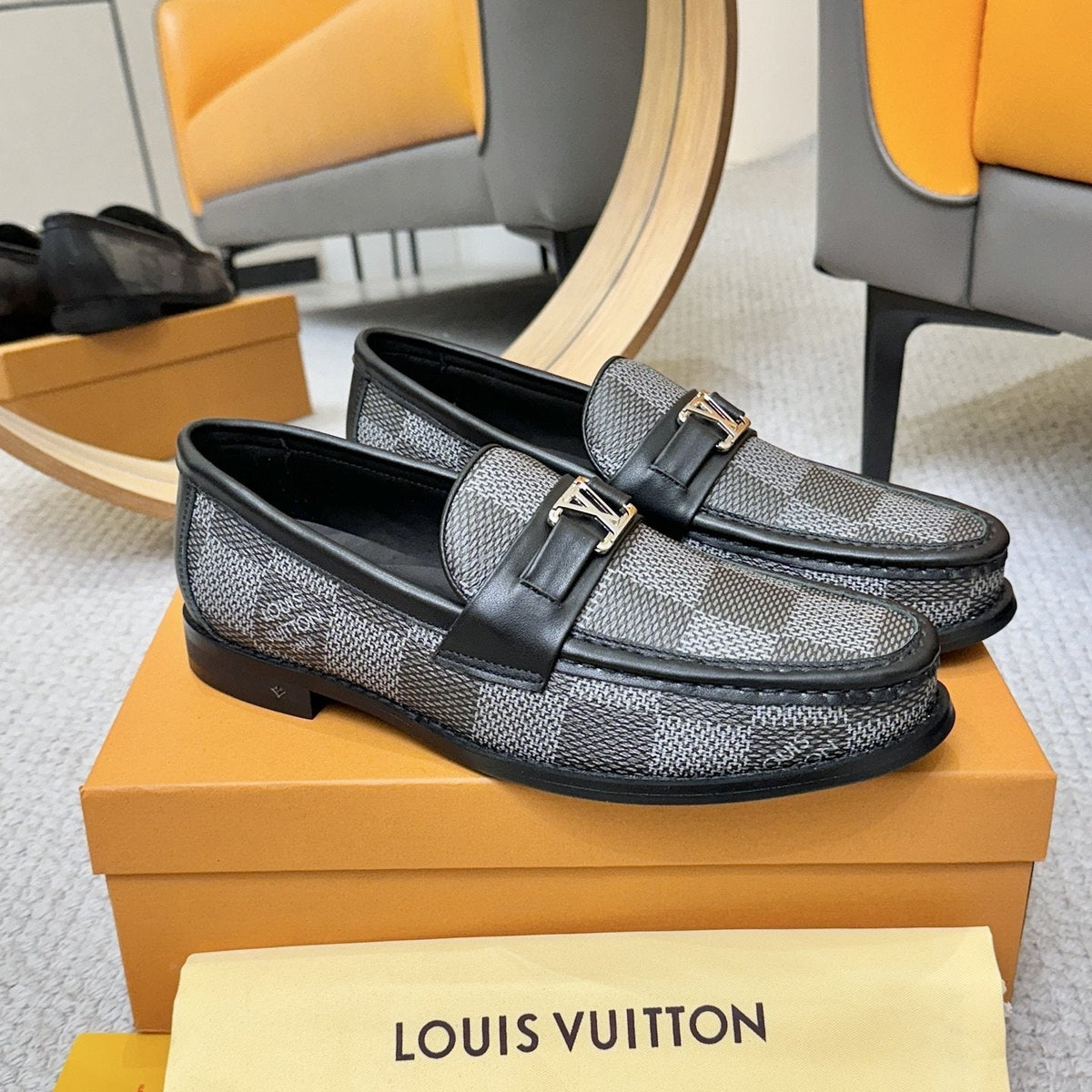 Louis Vuitton Check-Pattern Buckle Loafers — side