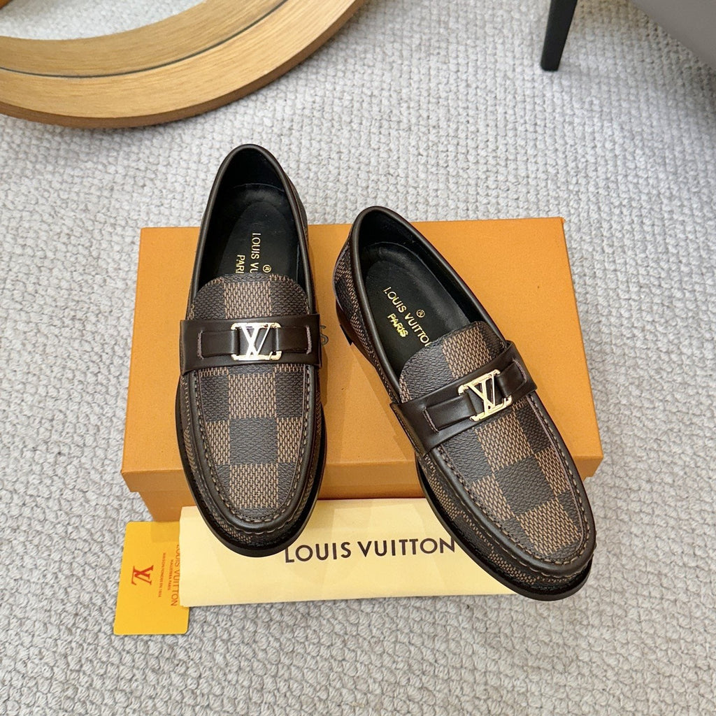 Louis Vuitton Check-Pattern Buckle Loafers — front