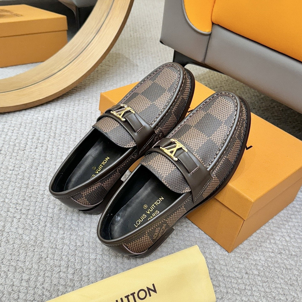 Louis Vuitton Check-Pattern Buckle Loafers — back