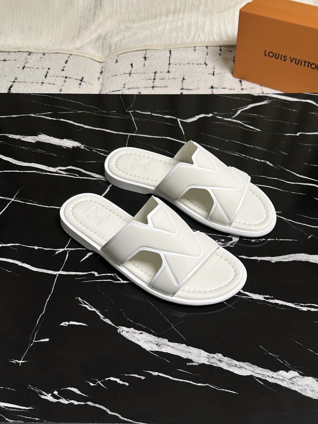 Louis Vuitton V-Detail Slide Sandals — front