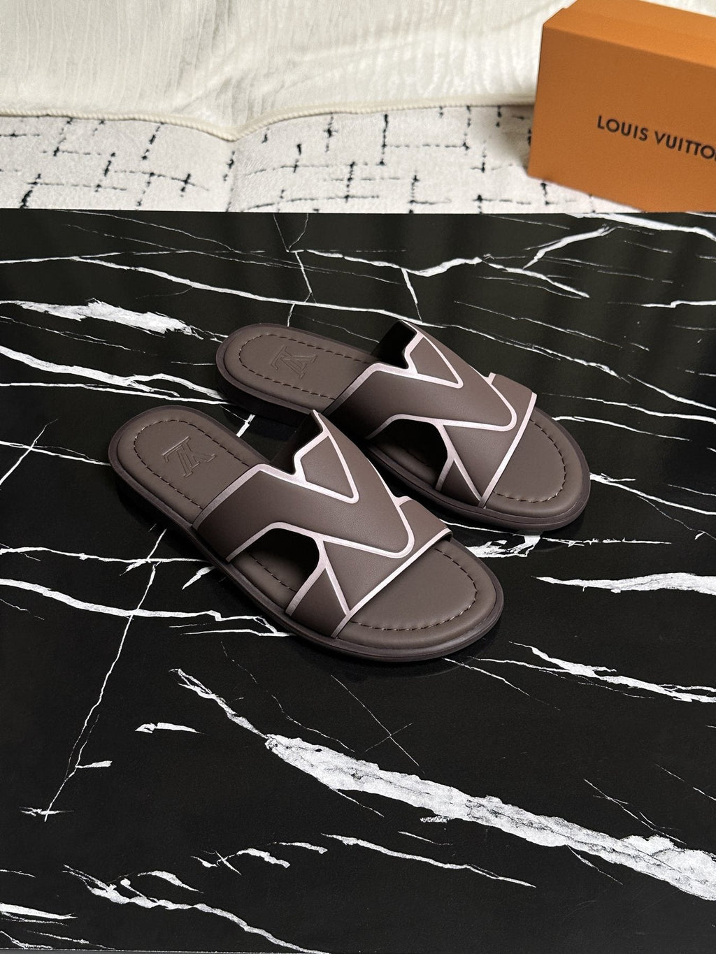 Louis Vuitton V-Detail Slide Sandals — front