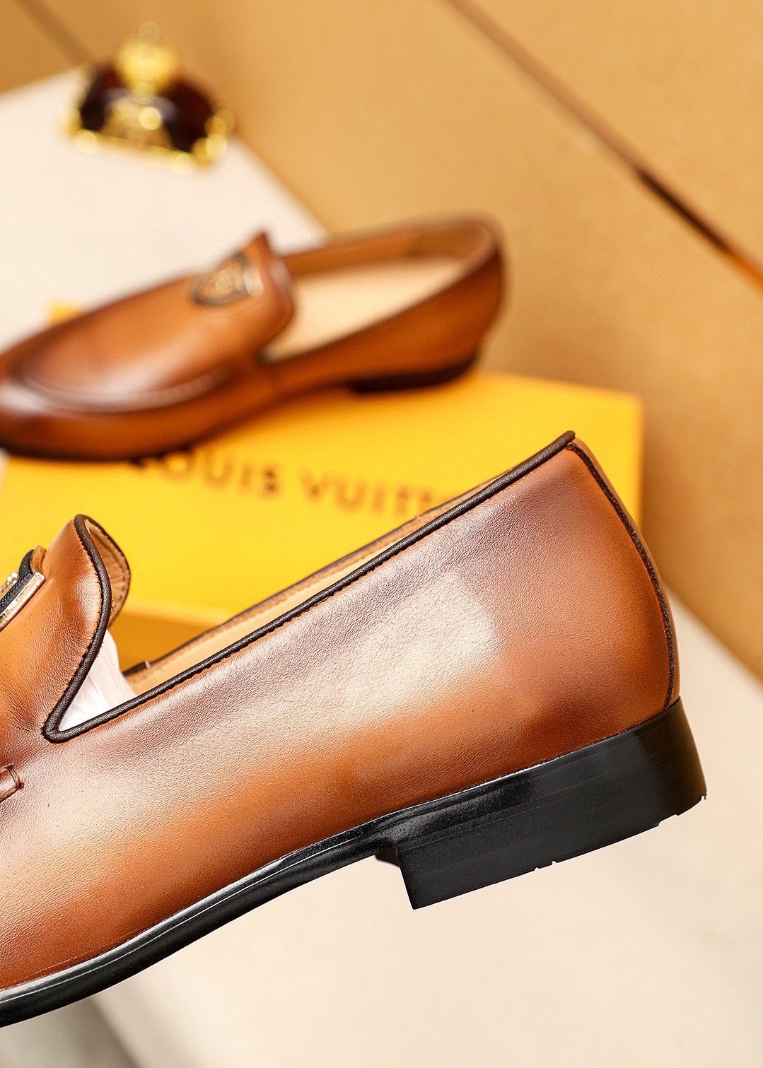 Louis Vuitton Shield-Detail Slip-On Shoes — detail