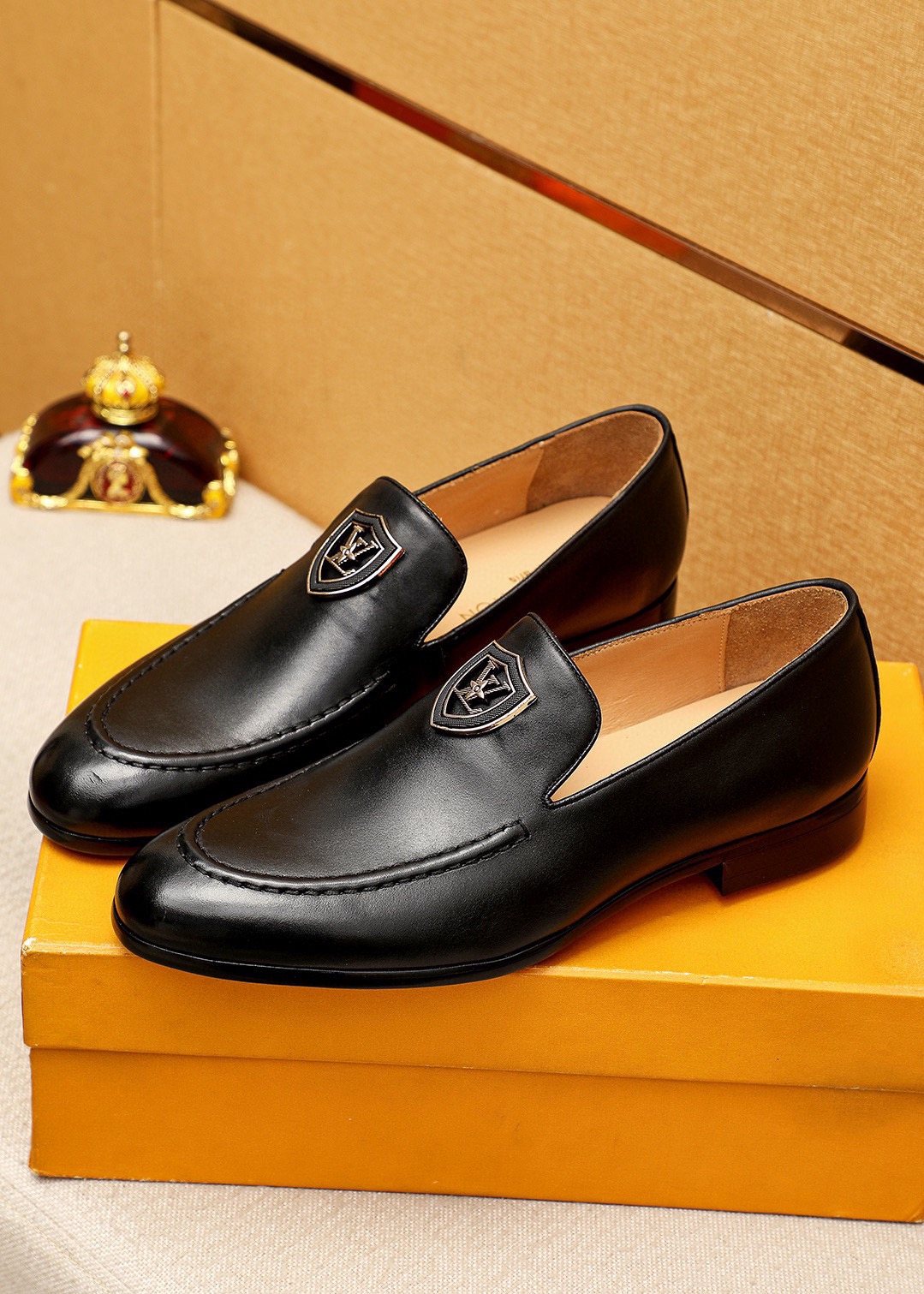 Louis Vuitton Shield-Detail Slip-On Shoes — front