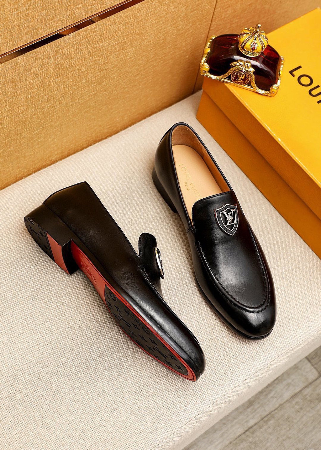 Louis Vuitton Shield-Detail Slip-On Shoes — side