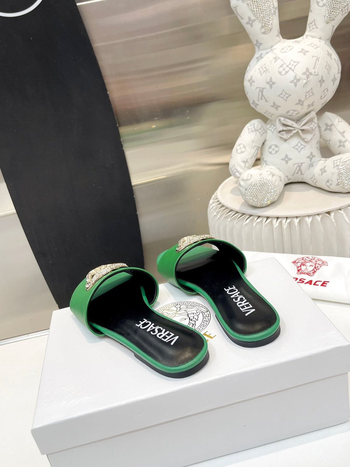 Versace Emblem Slide Sandals — front