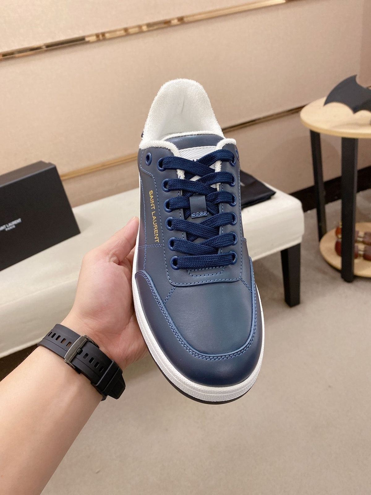 Saint Laurent Dark Gray Gum Sole Sneakers — front