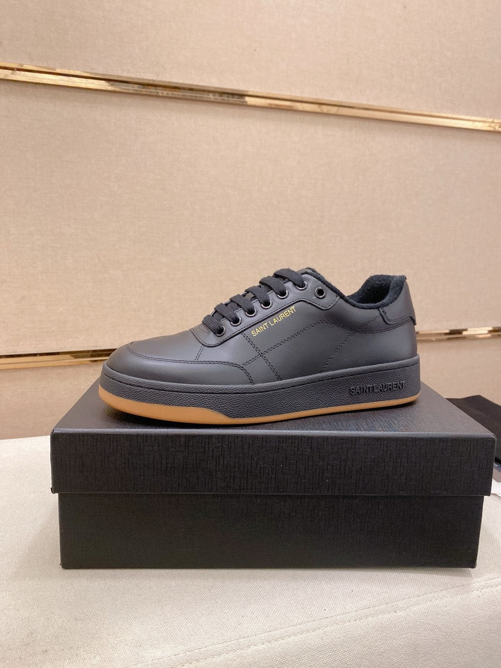 Saint Laurent Dark Gray Gum Sole Sneakers — front