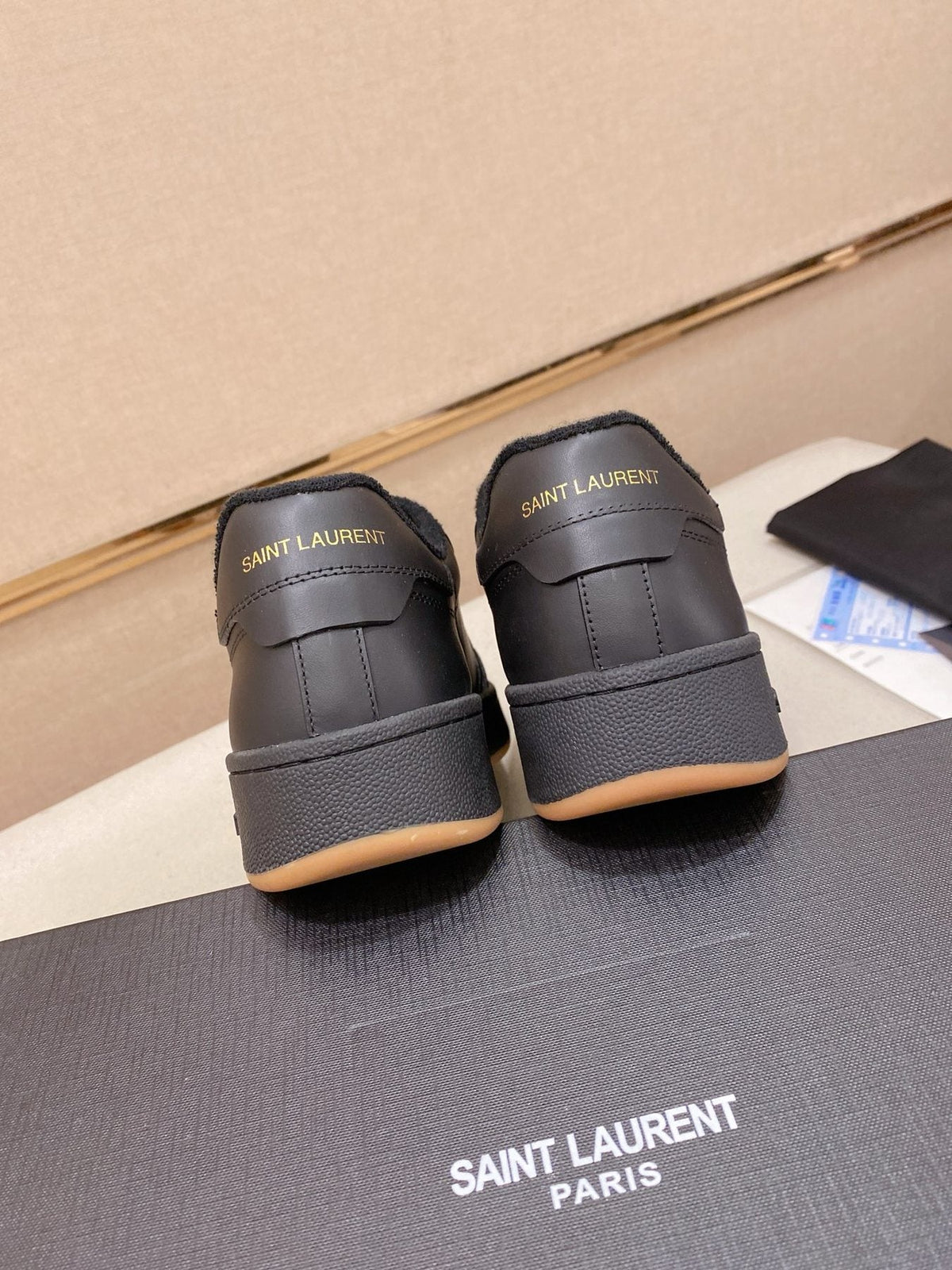 Saint Laurent Dark Gray Gum Sole Sneakers — back
