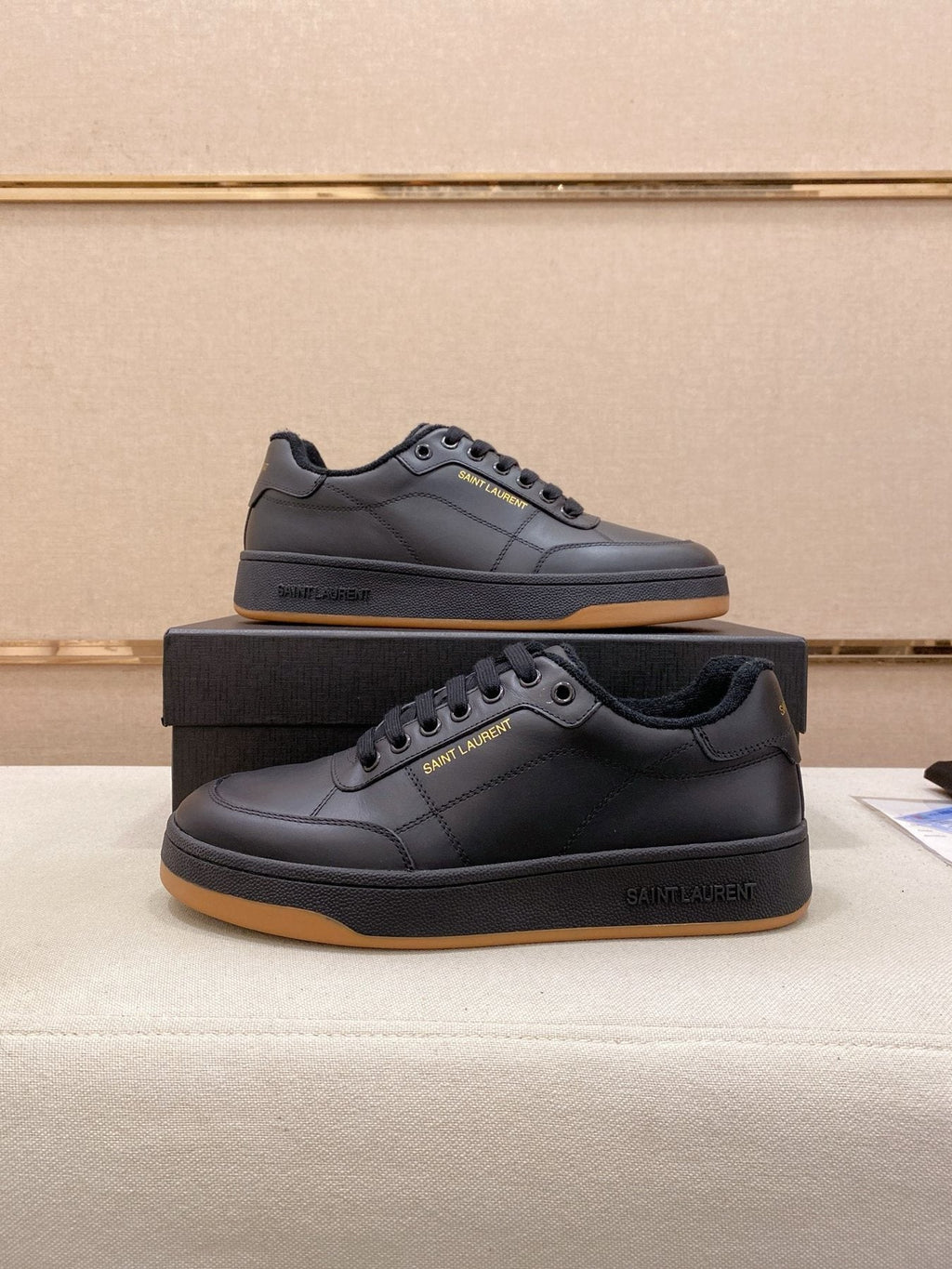 Saint Laurent Dark Gray Gum Sole Sneakers — side
