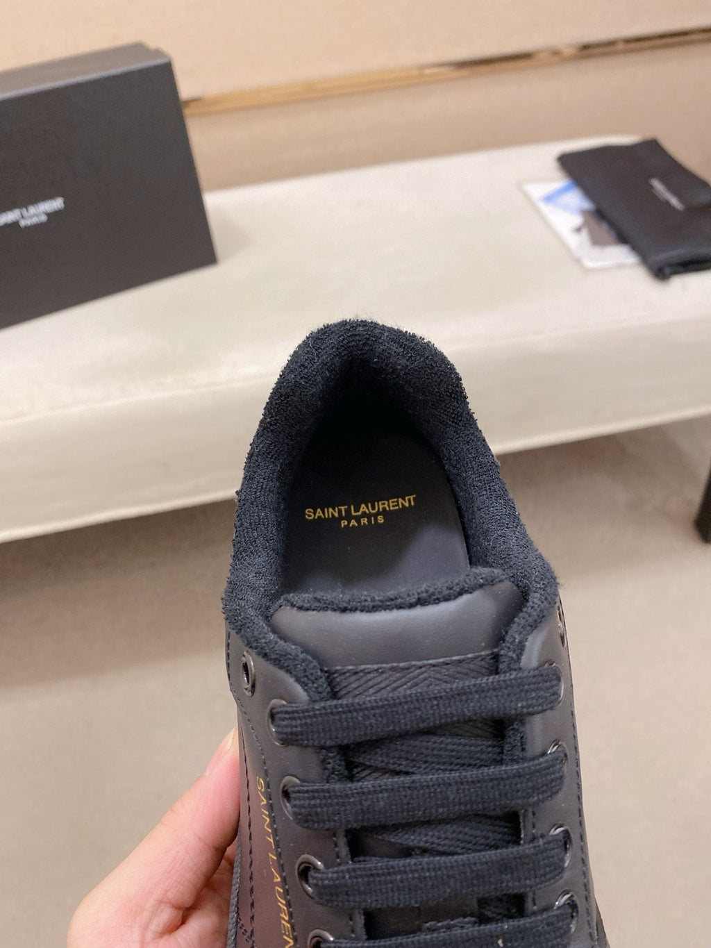 Saint Laurent Dark Gray Gum Sole Sneakers — detail