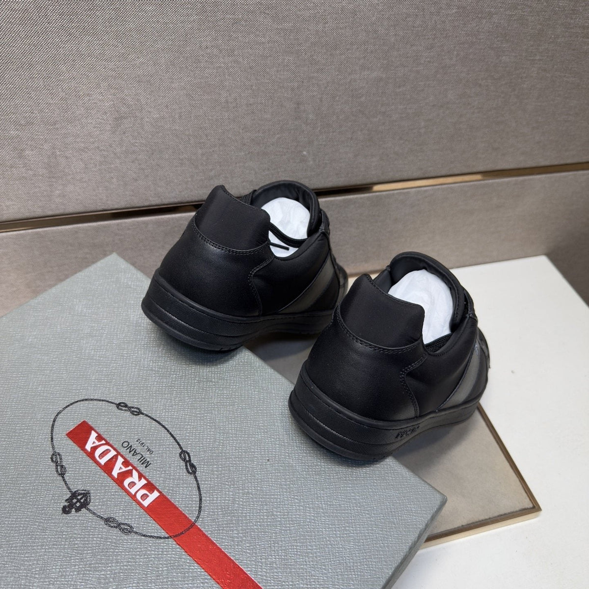 Prada Men's Low-Top Lace-Up Sneakers — back
