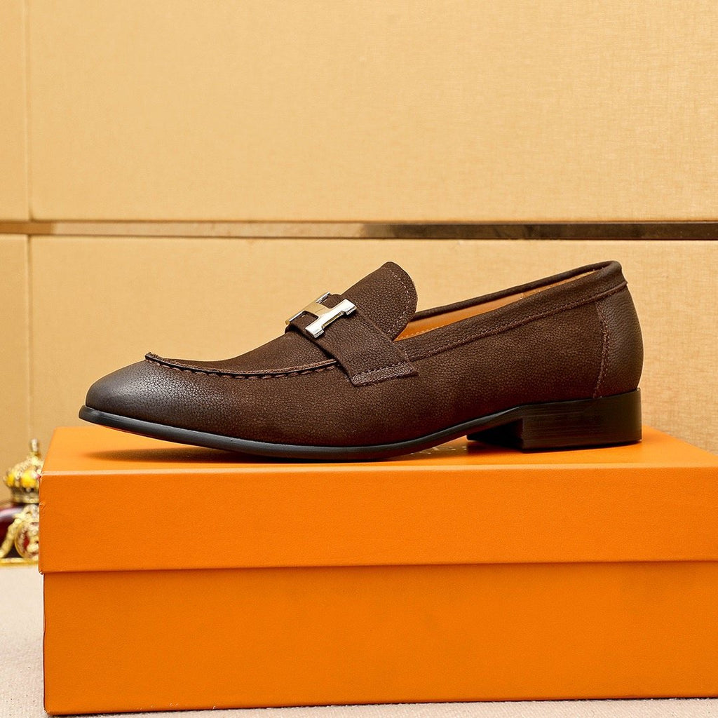Hermès Dark Brown H-Hardware Loafers — side