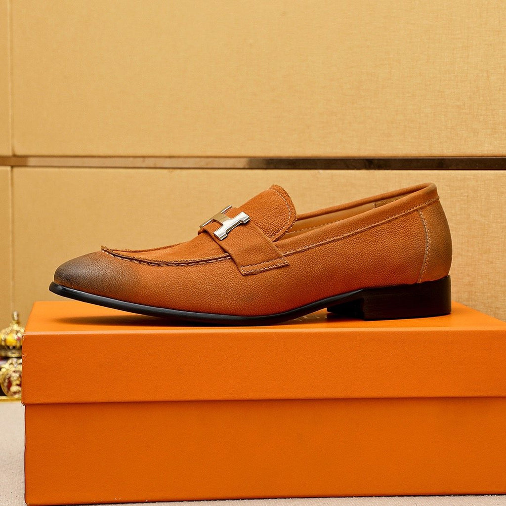 Hermès Dark Brown H-Hardware Loafers — side