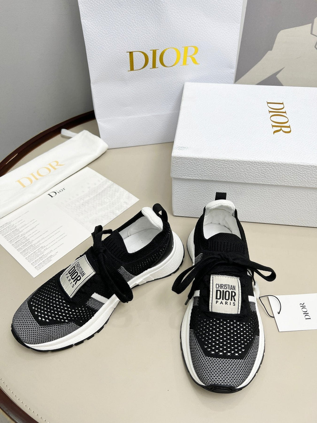 Dior Knit Lace-Up Sneakers — front