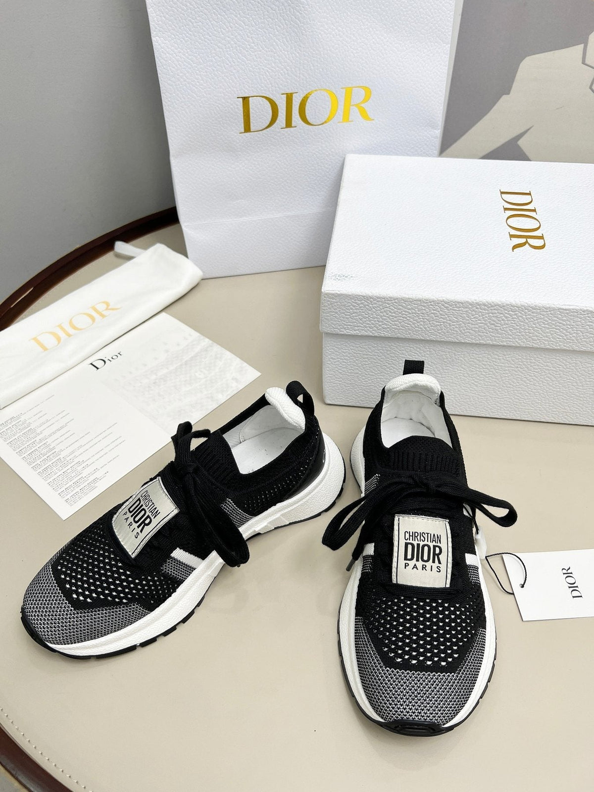 Dior Knit Lace-Up Sneakers — front