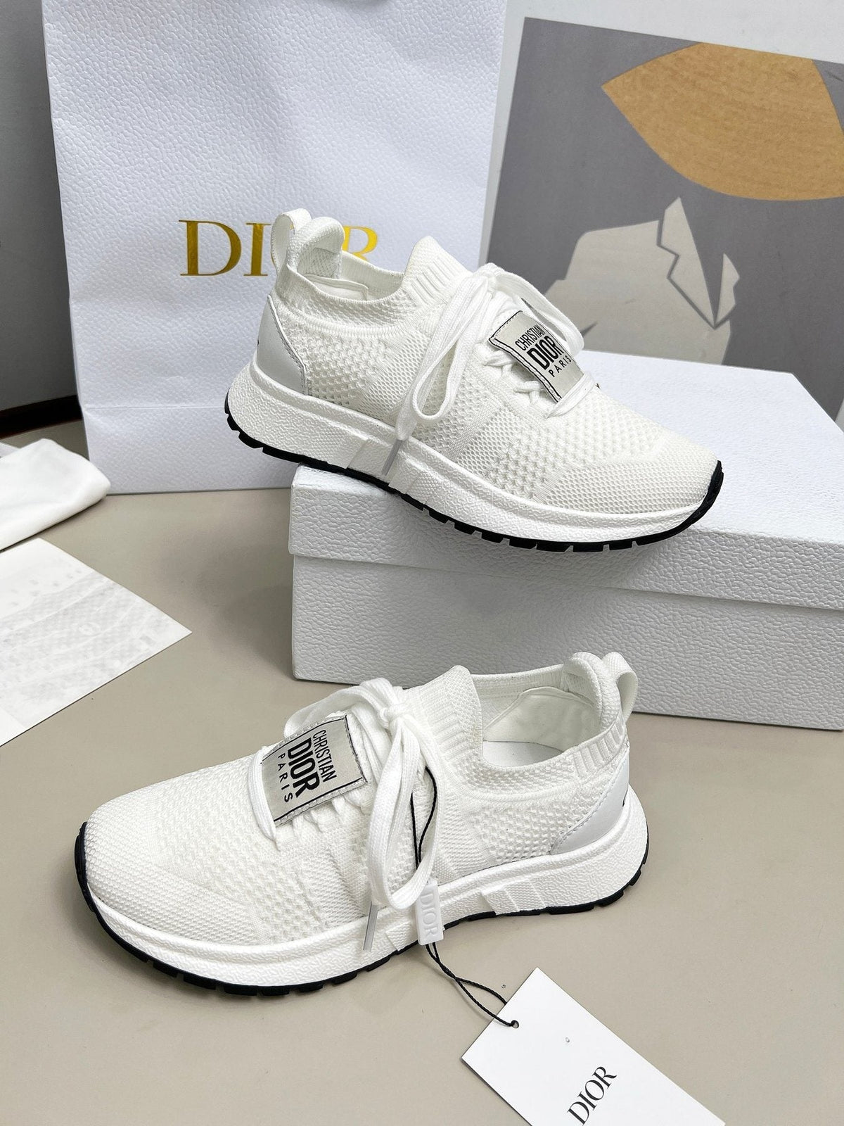 Dior Knit Lace-Up Sneakers — side
