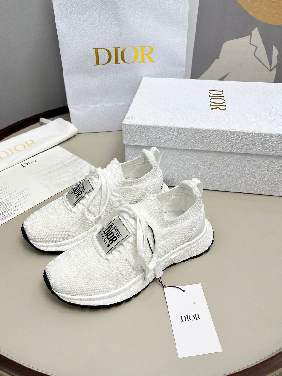 Dior Knit Lace-Up Sneakers — front