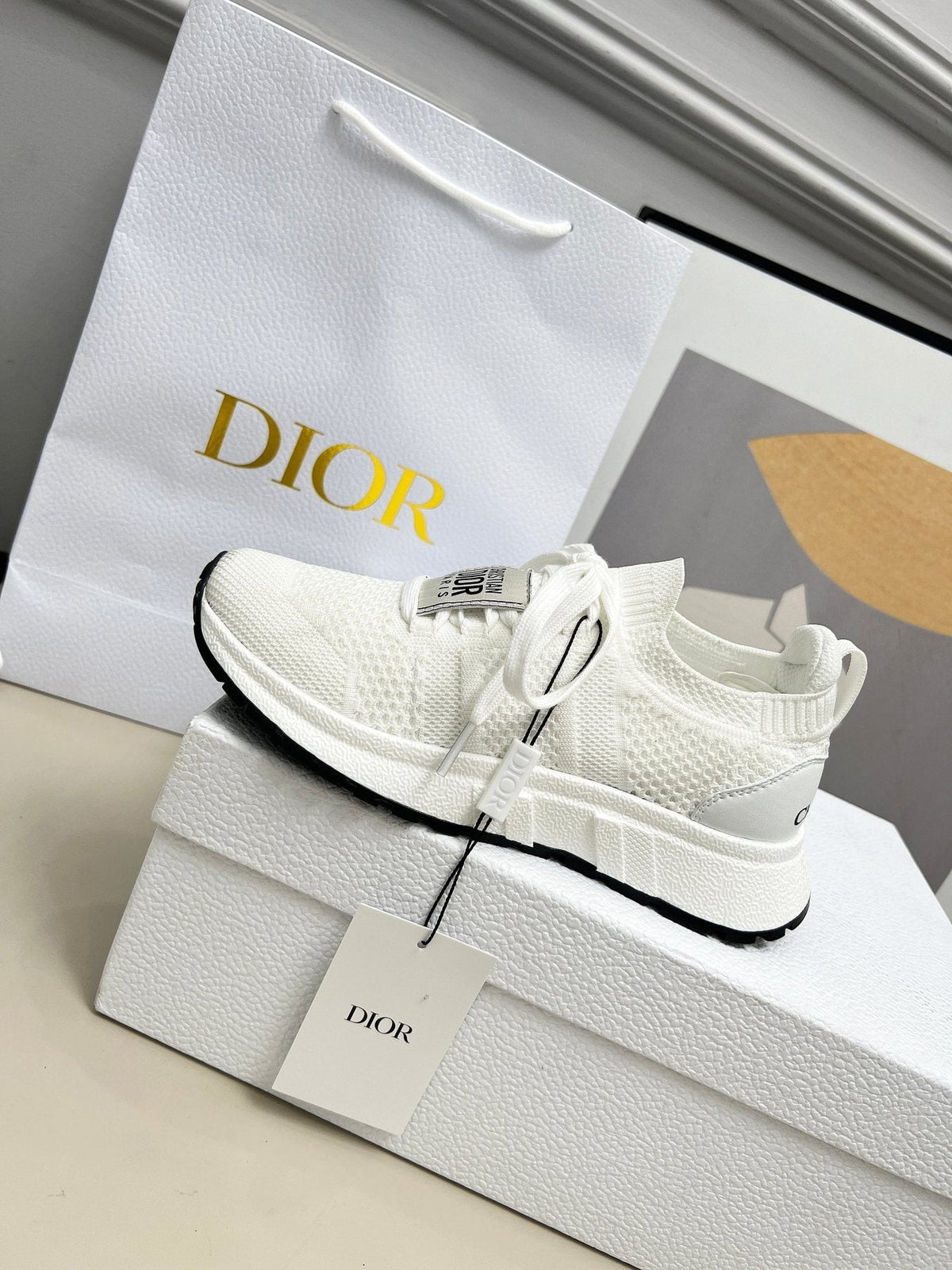 Dior Knit Lace-Up Sneakers — side