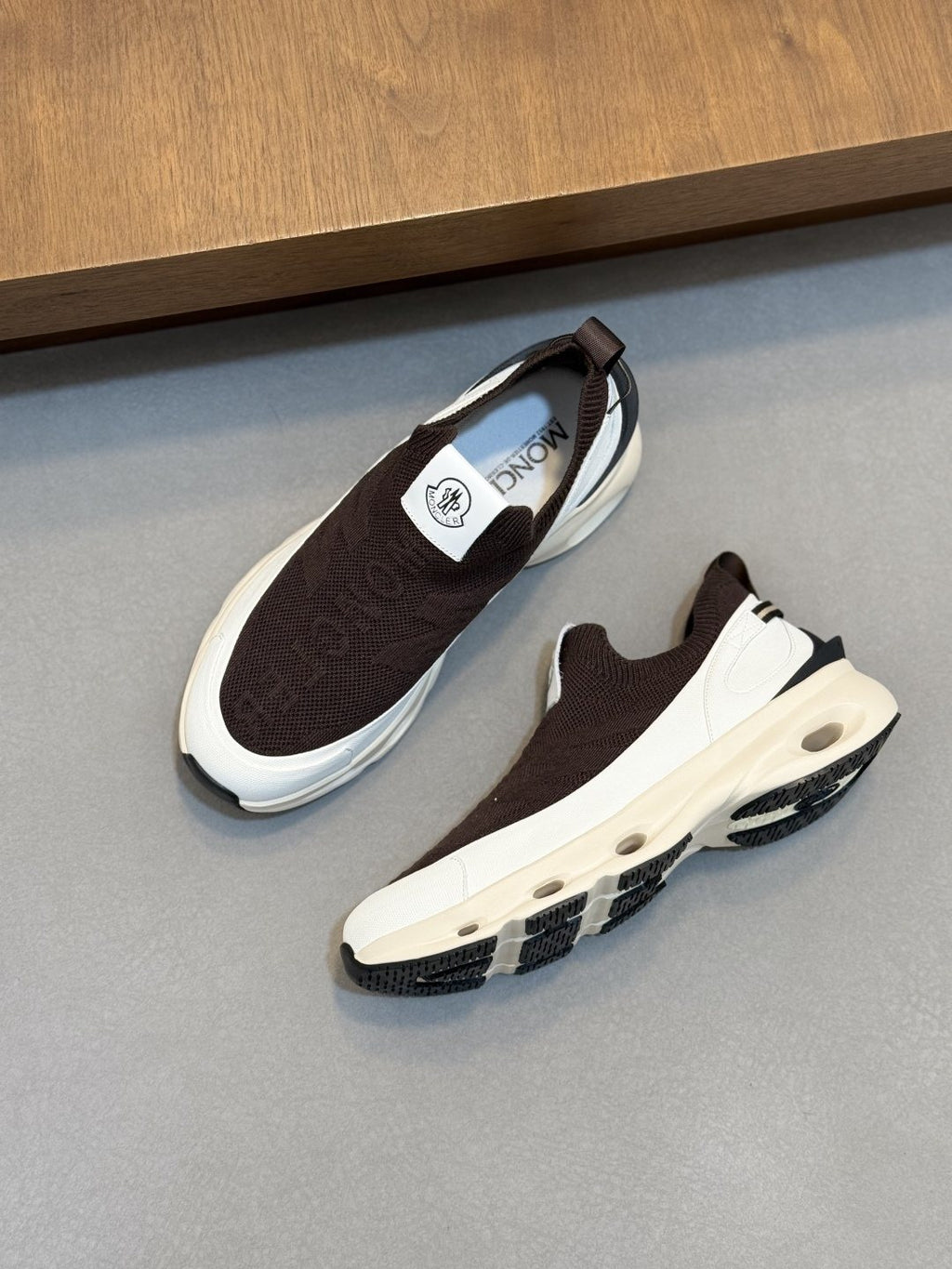 Moncler Off-White Slip-On Sneakers — front
