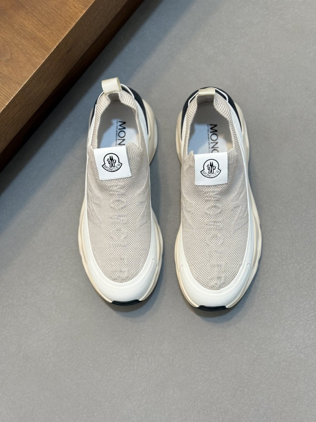 Moncler Off-White Slip-On Sneakers — front