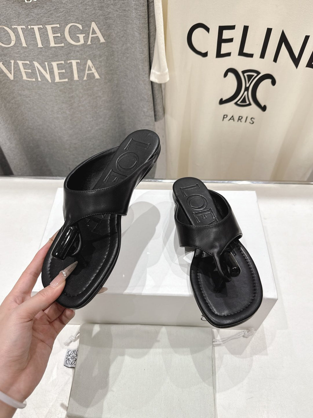 LOEWE Embossed Thong Sandals — side