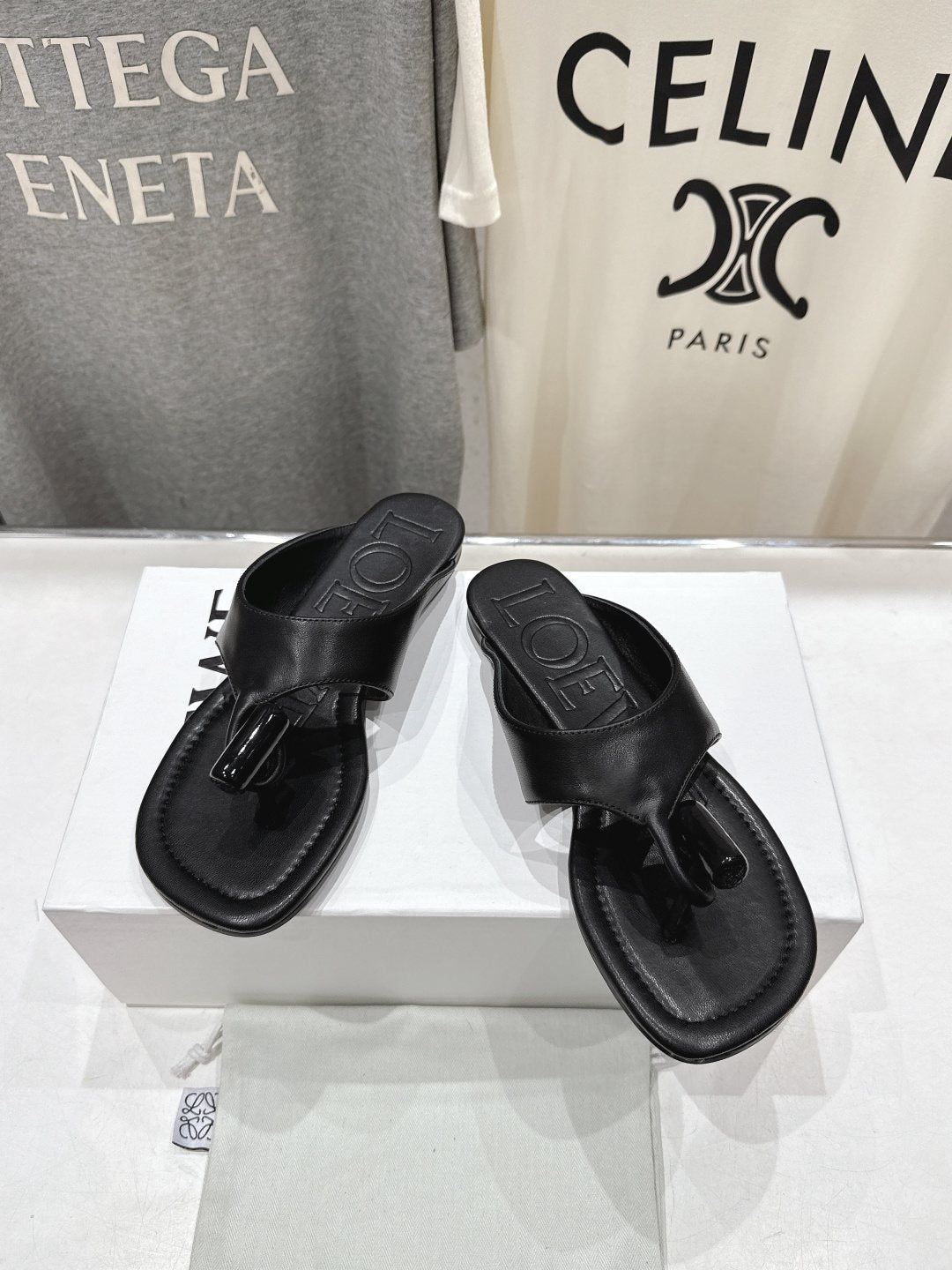 LOEWE Embossed Thong Sandals — front