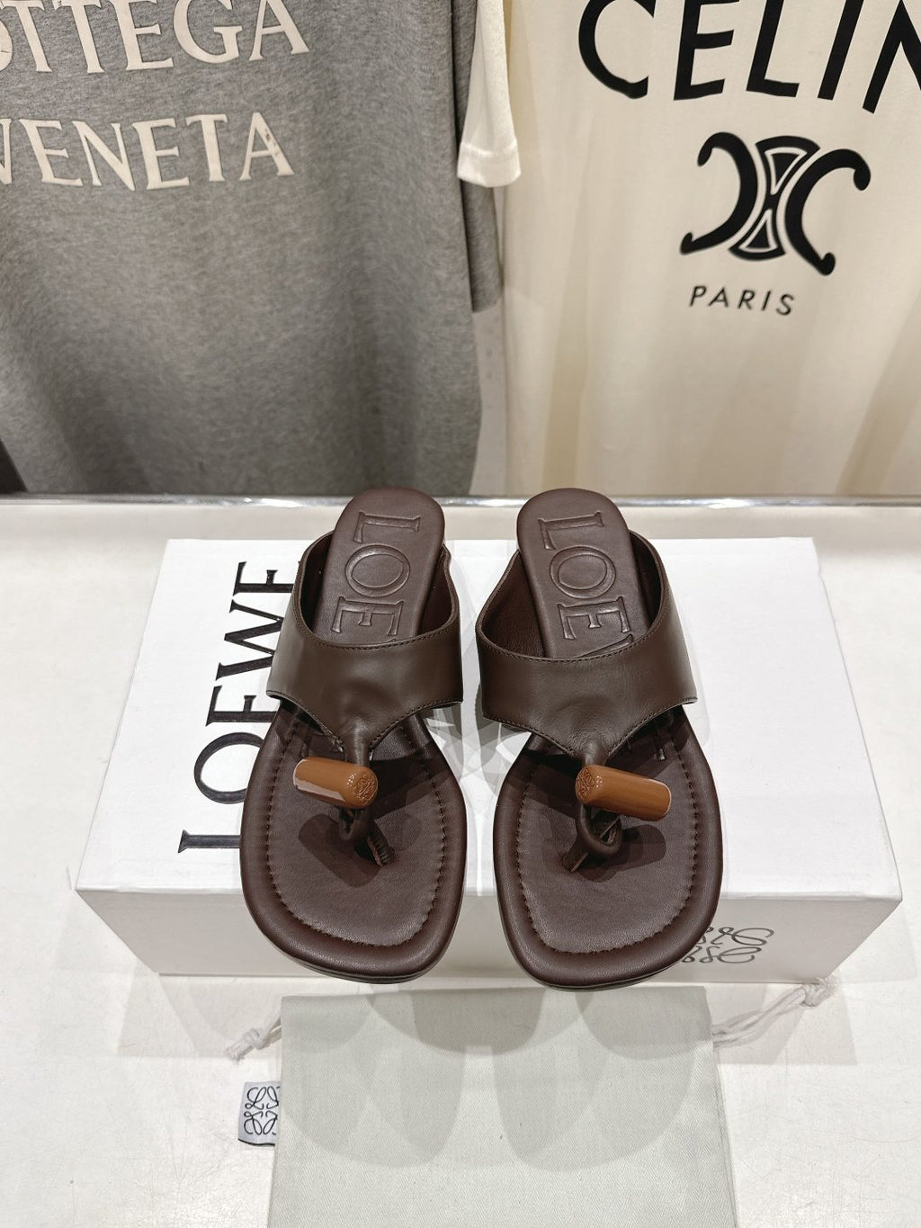 LOEWE Embossed Thong Sandals — front