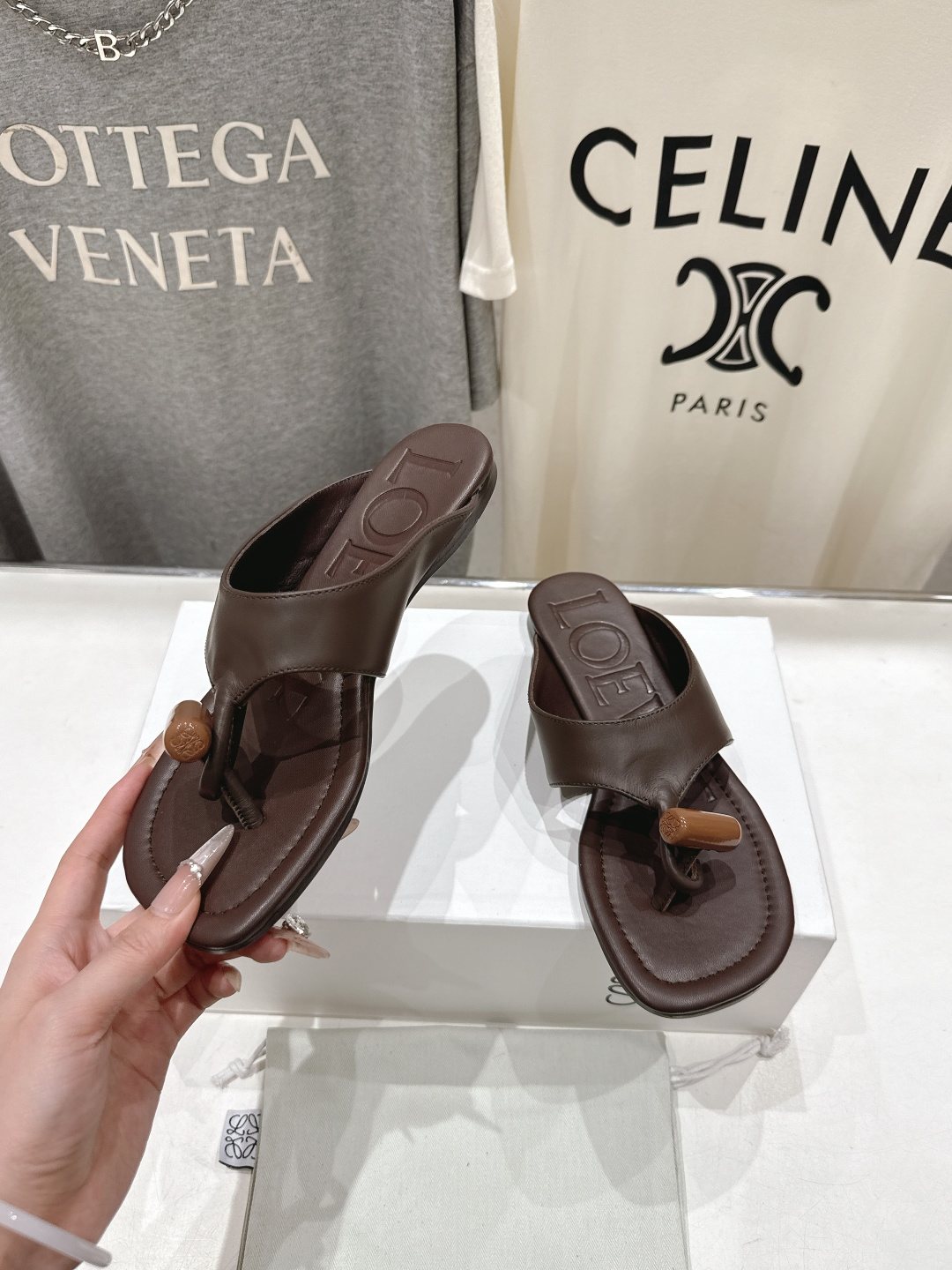 LOEWE Embossed Thong Sandals — side