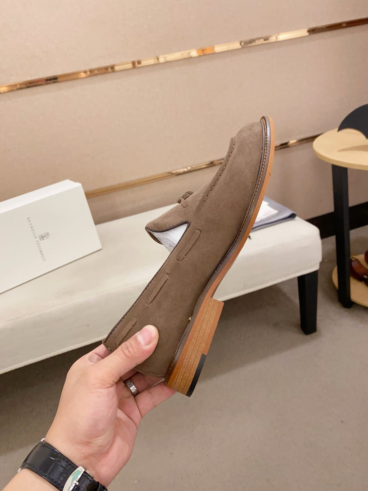 Brunello Cucinelli Suede Tassel Loafers — side