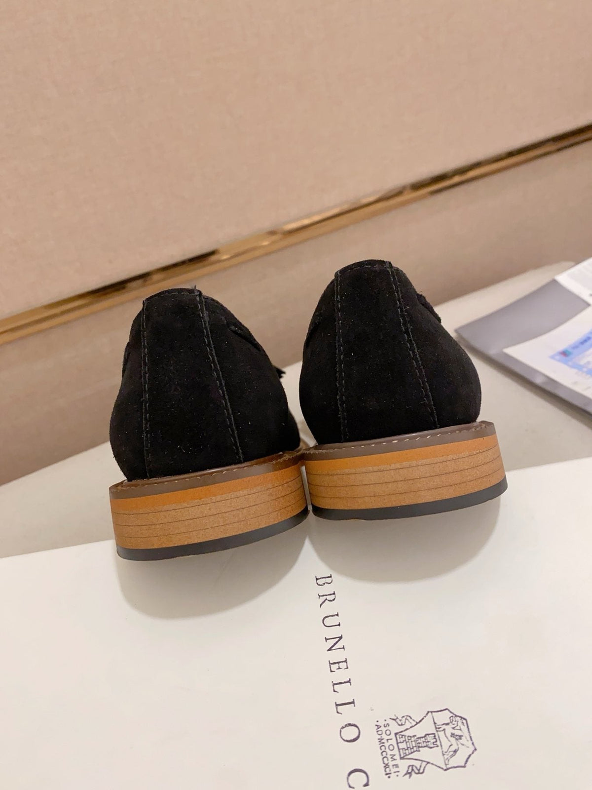 Brunello Cucinelli Suede Tassel Loafers — back