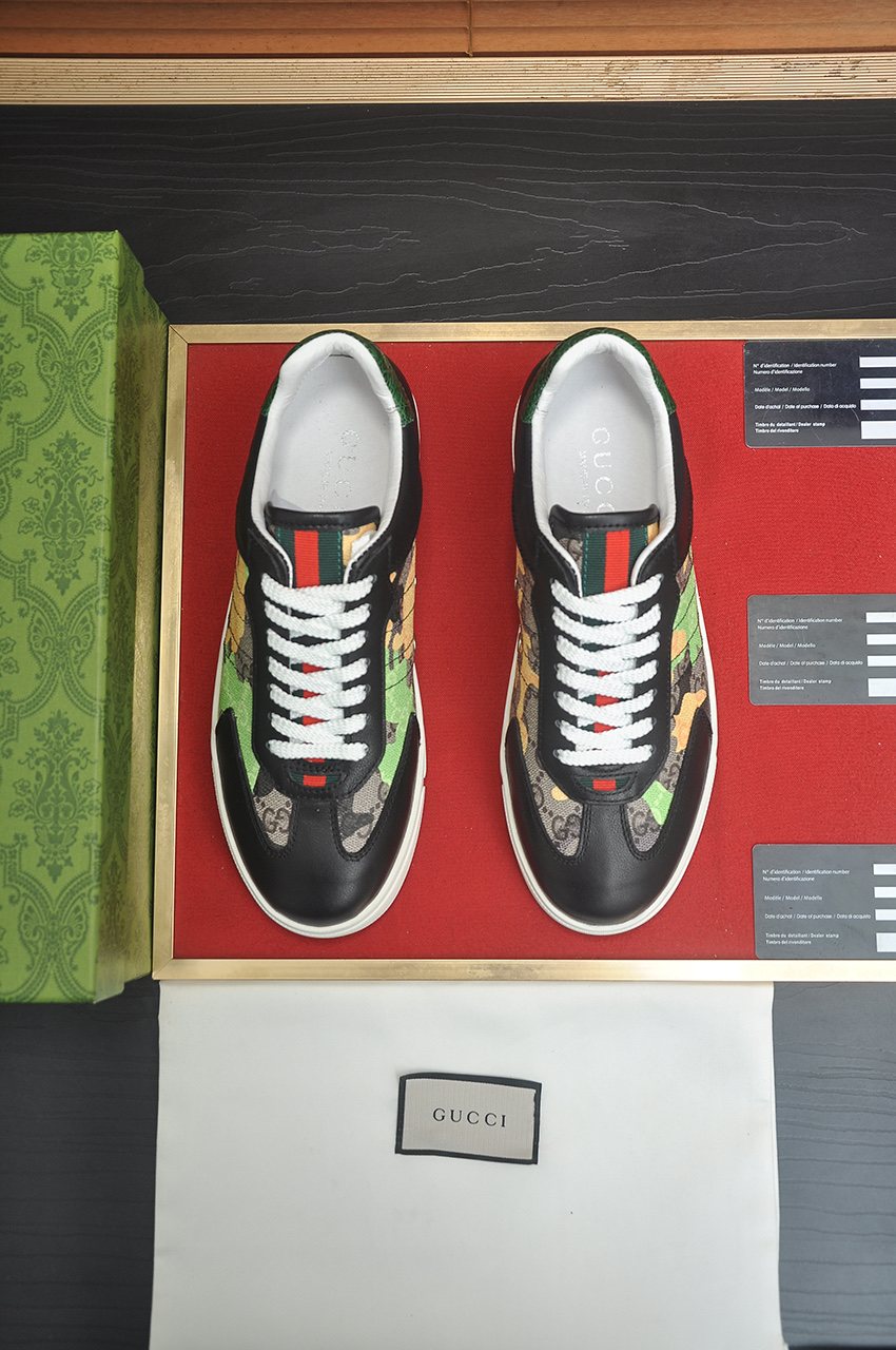Gucci Patterned Panel Low-Top Sneakers — front