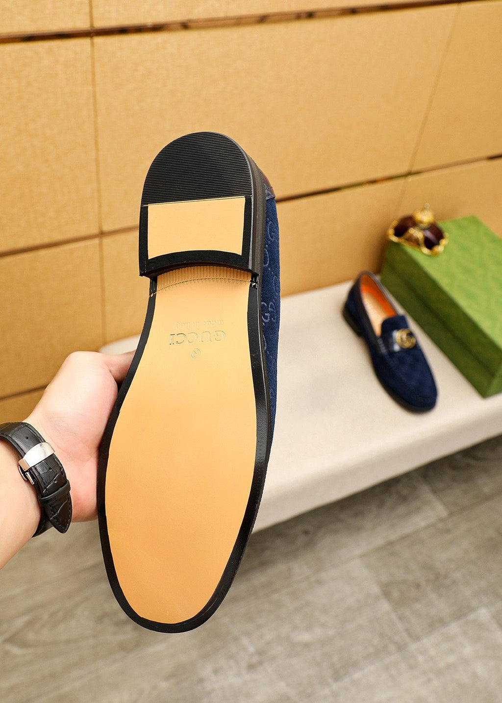 Gucci Patterned Hardware Loafers — side