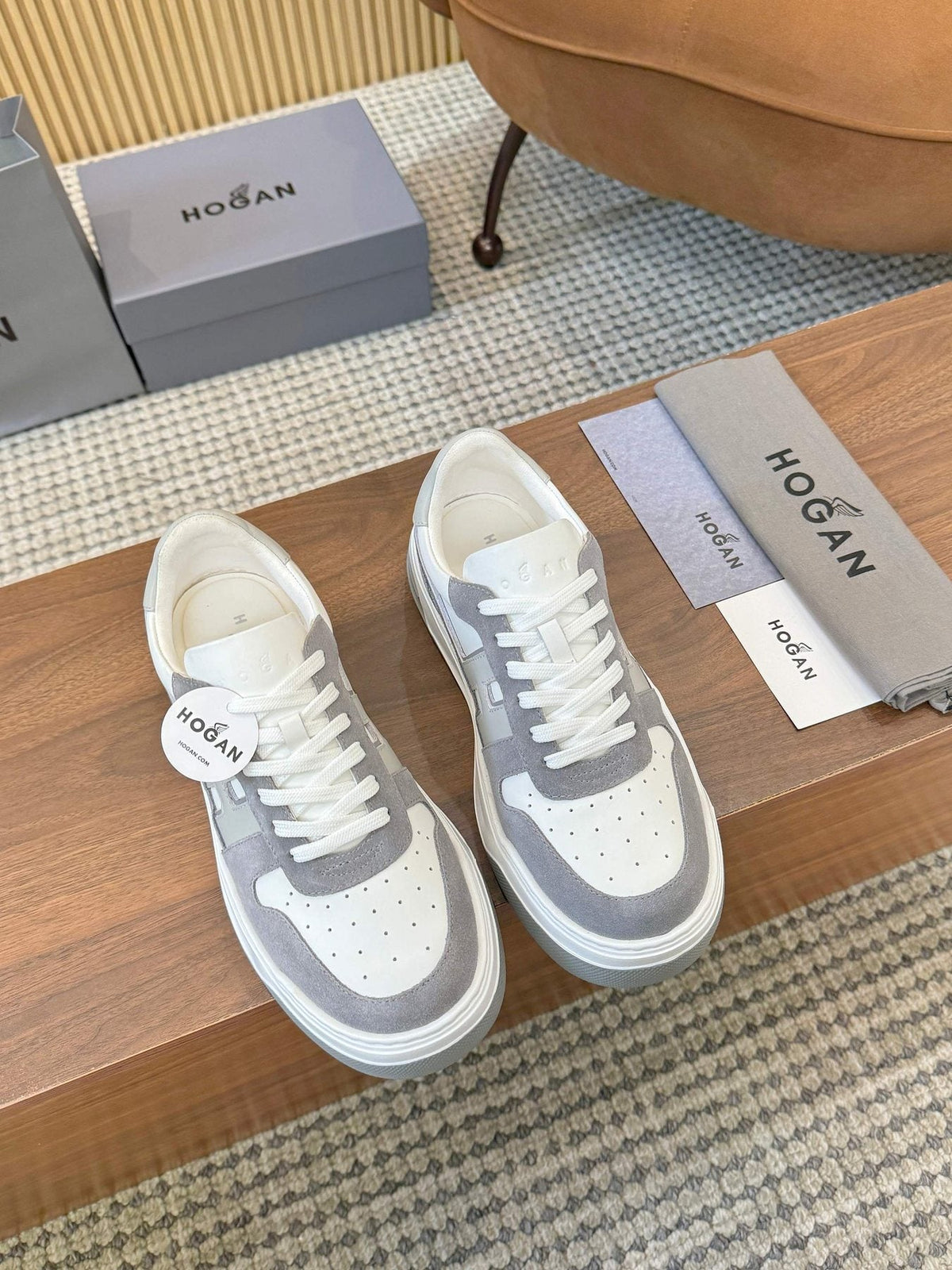 Hogan Black and White Platform Sneakers — front