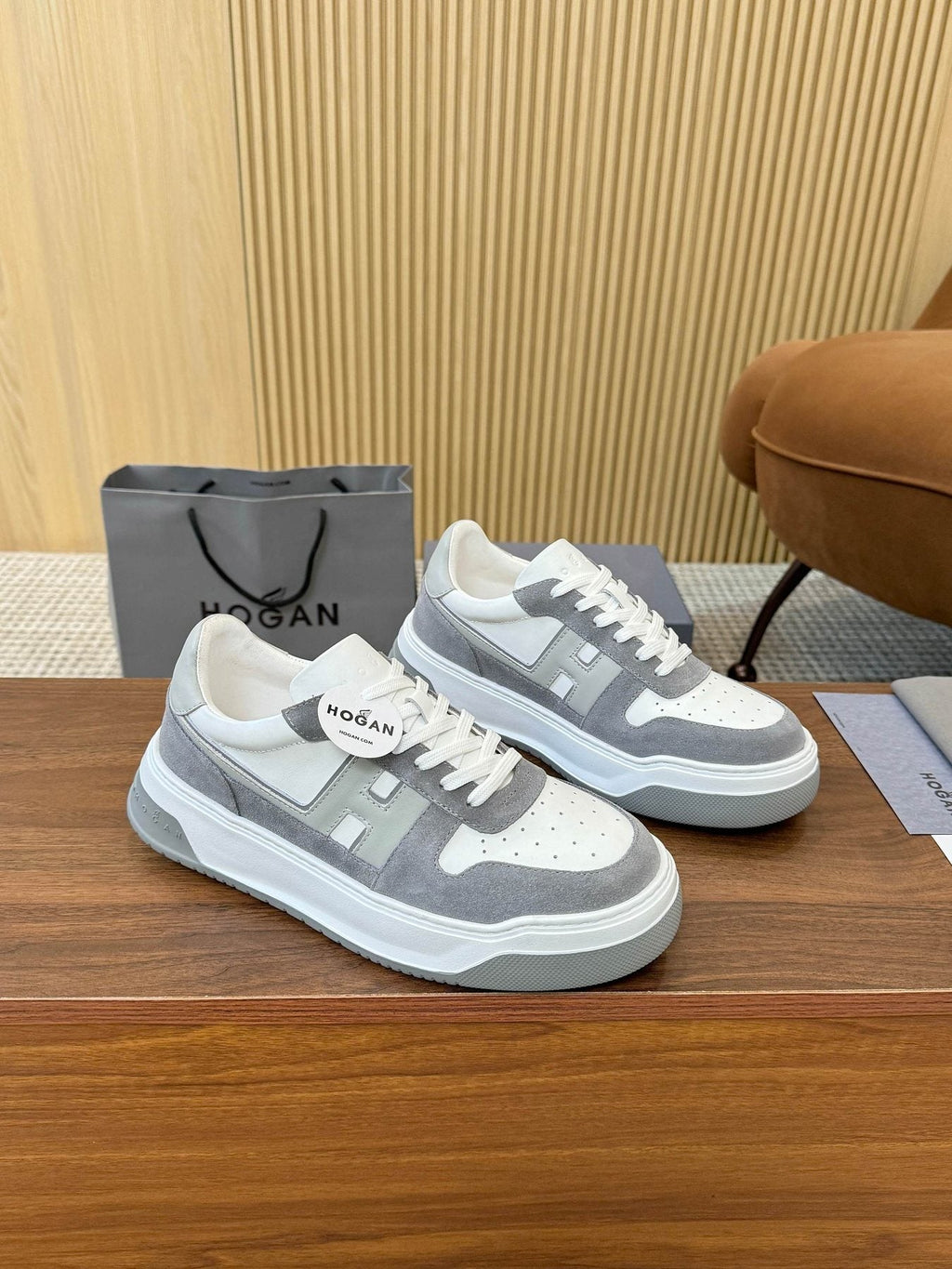 Hogan Black and White Platform Sneakers — front