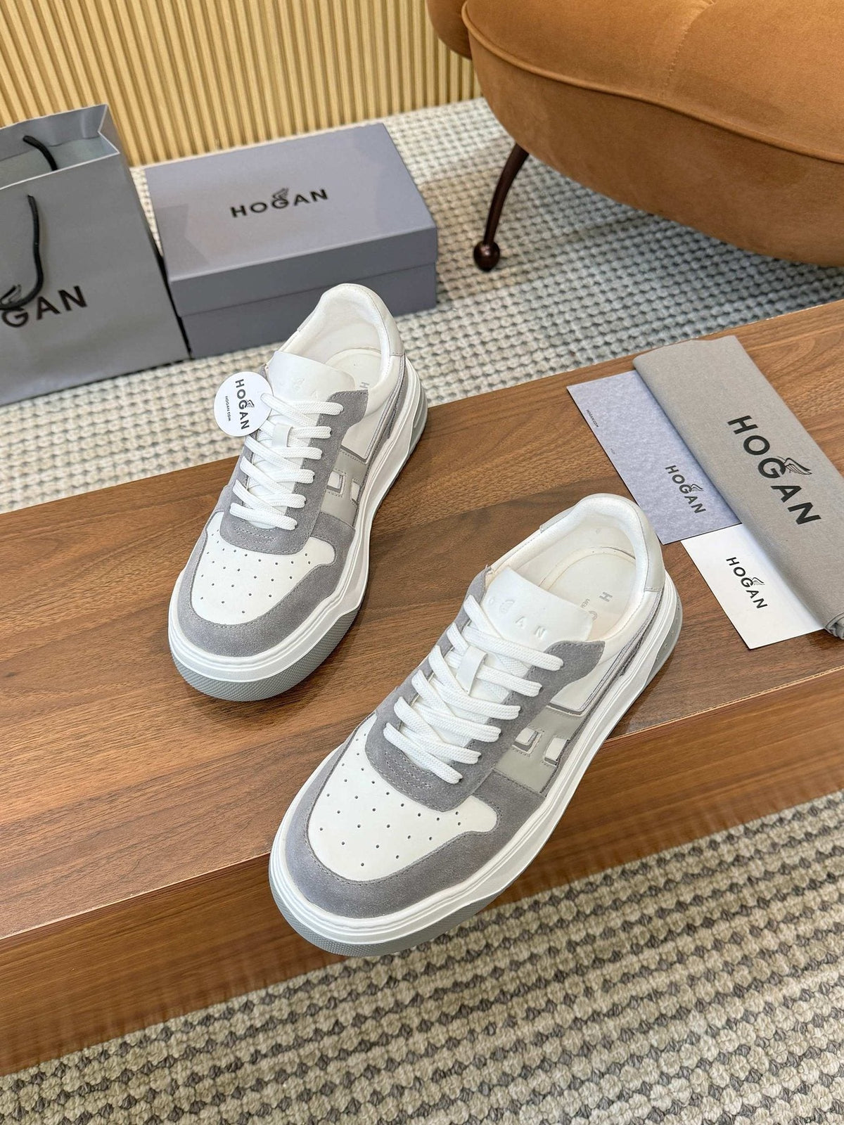 Hogan Black and White Platform Sneakers — front