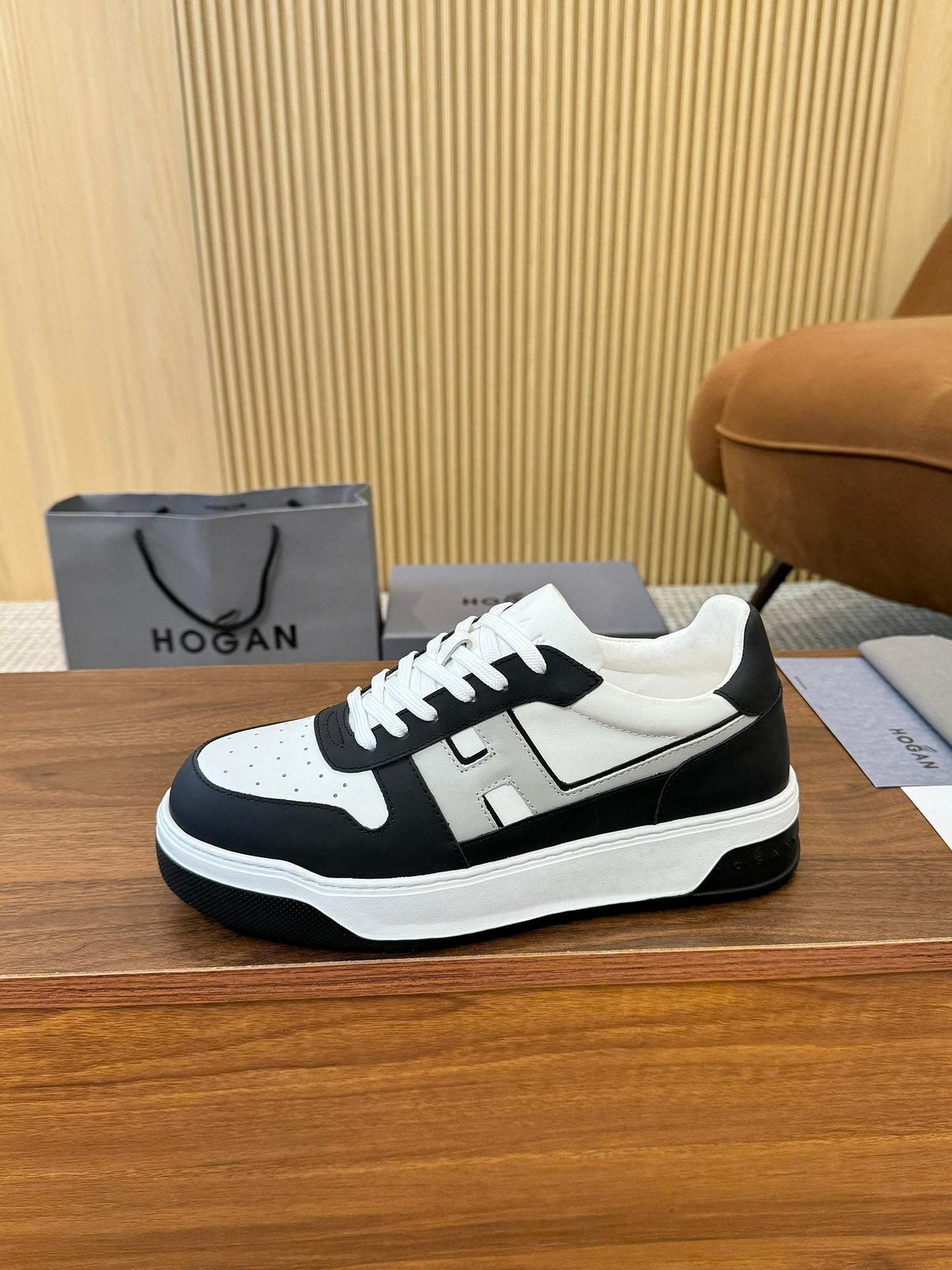 Hogan Black and White Platform Sneakers — hero