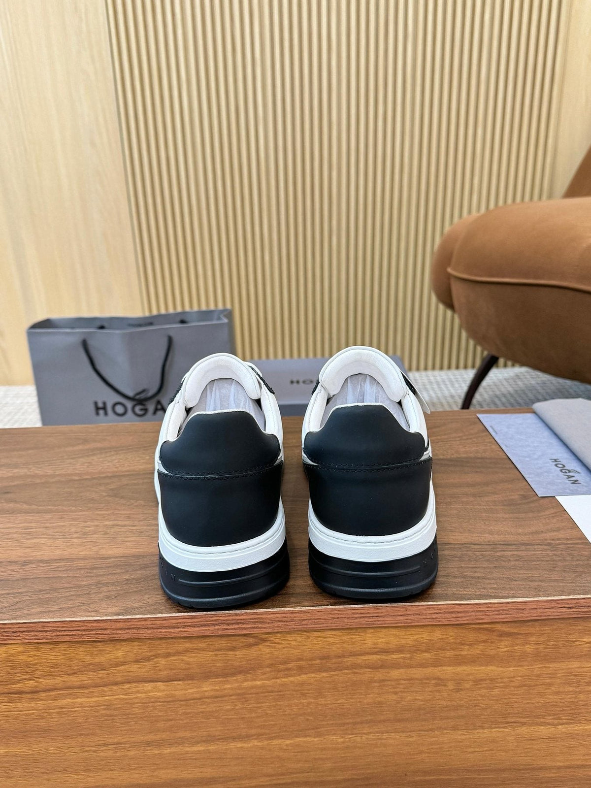 Hogan Black and White Platform Sneakers — back