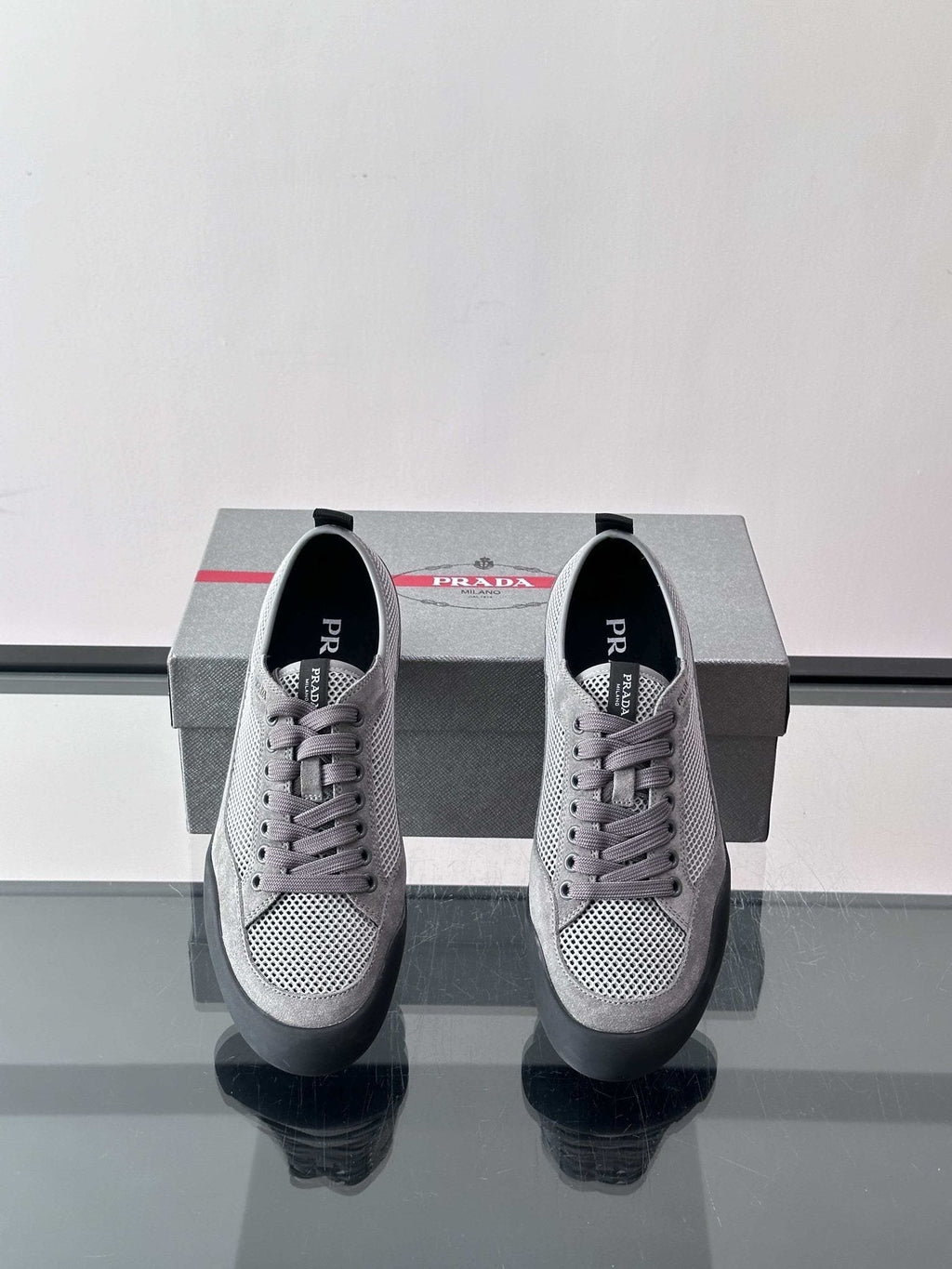 Prada Low-Top Perforated Sneakers — front