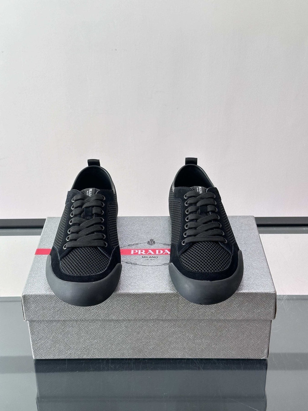 Prada Low-Top Perforated Sneakers — front